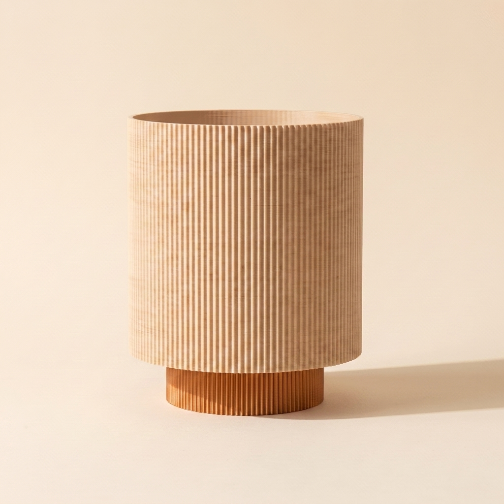 Niza Table Lamp — Natural Wood shade, Copper base