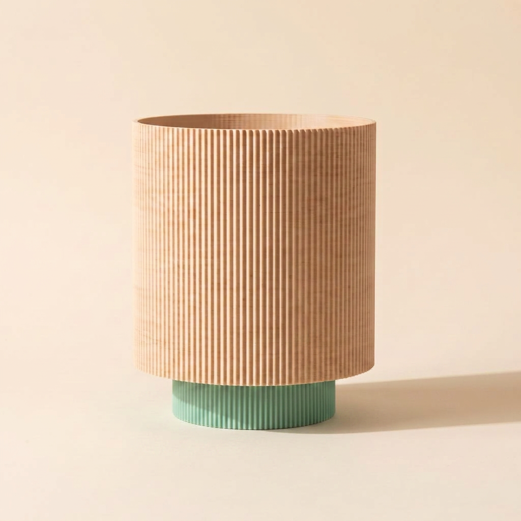Niza Table Lamp — Natural Wood shade, Mint Green base