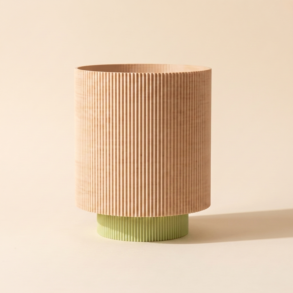 Niza Table Lamp — Natural Wood shade, Matcha Green base