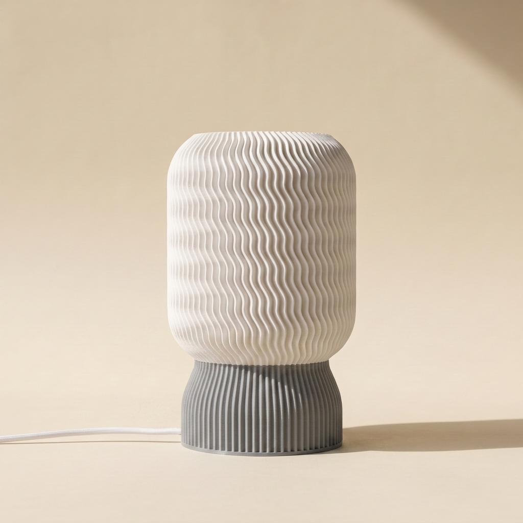 Malibu Table Lamp — White shade, Grey base