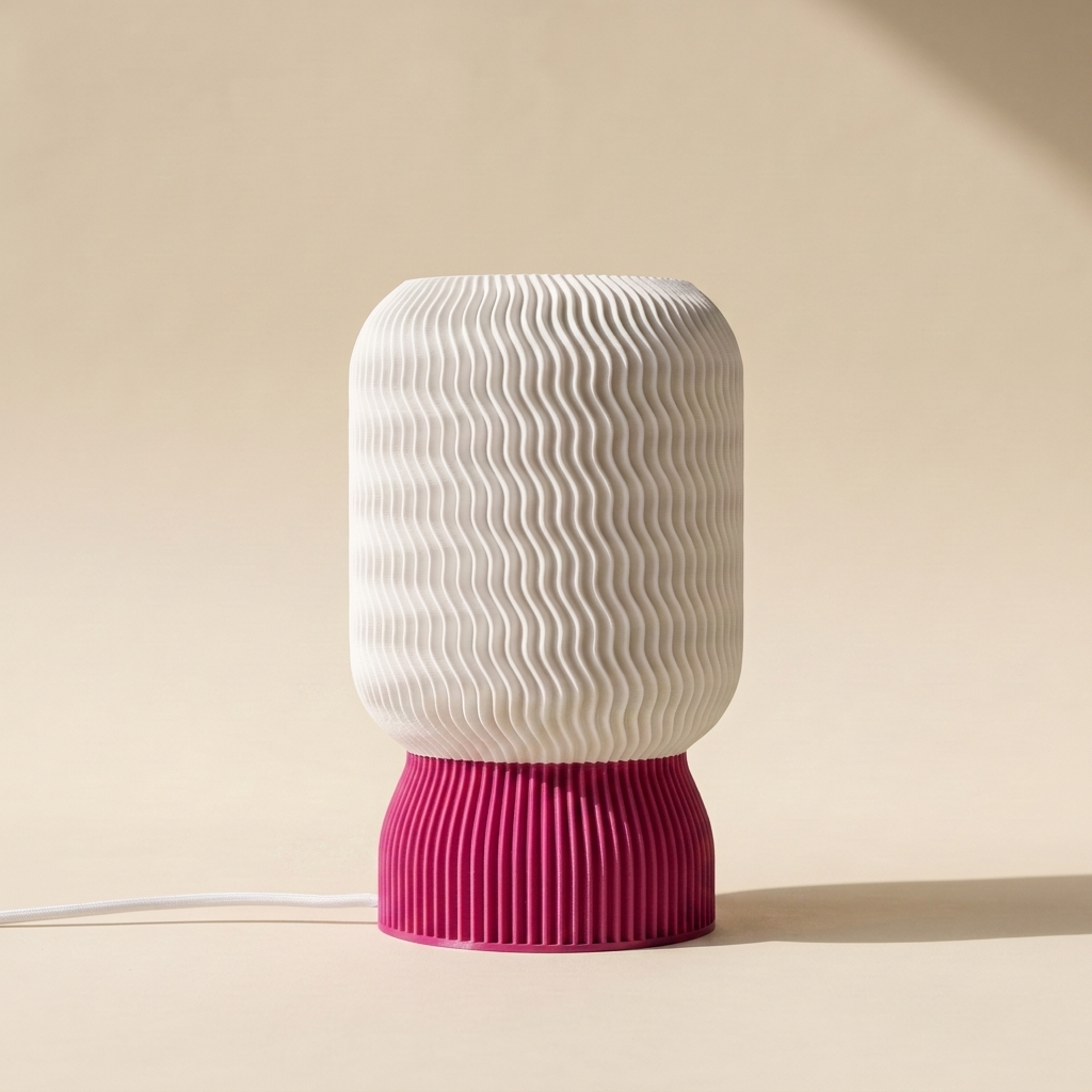 Malibu Table Lamp — White shade, Magenta base