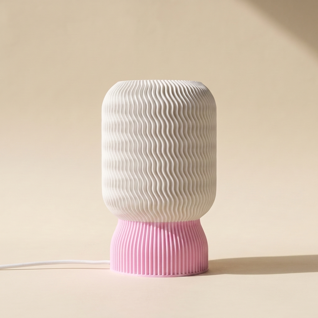 Malibu Table Lamp — White shade, Petal Pink base