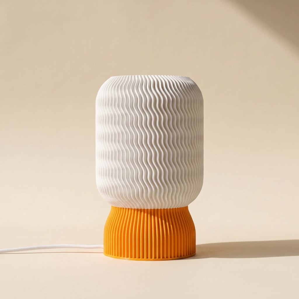 Malibu Table Lamp — White shade, Orange base