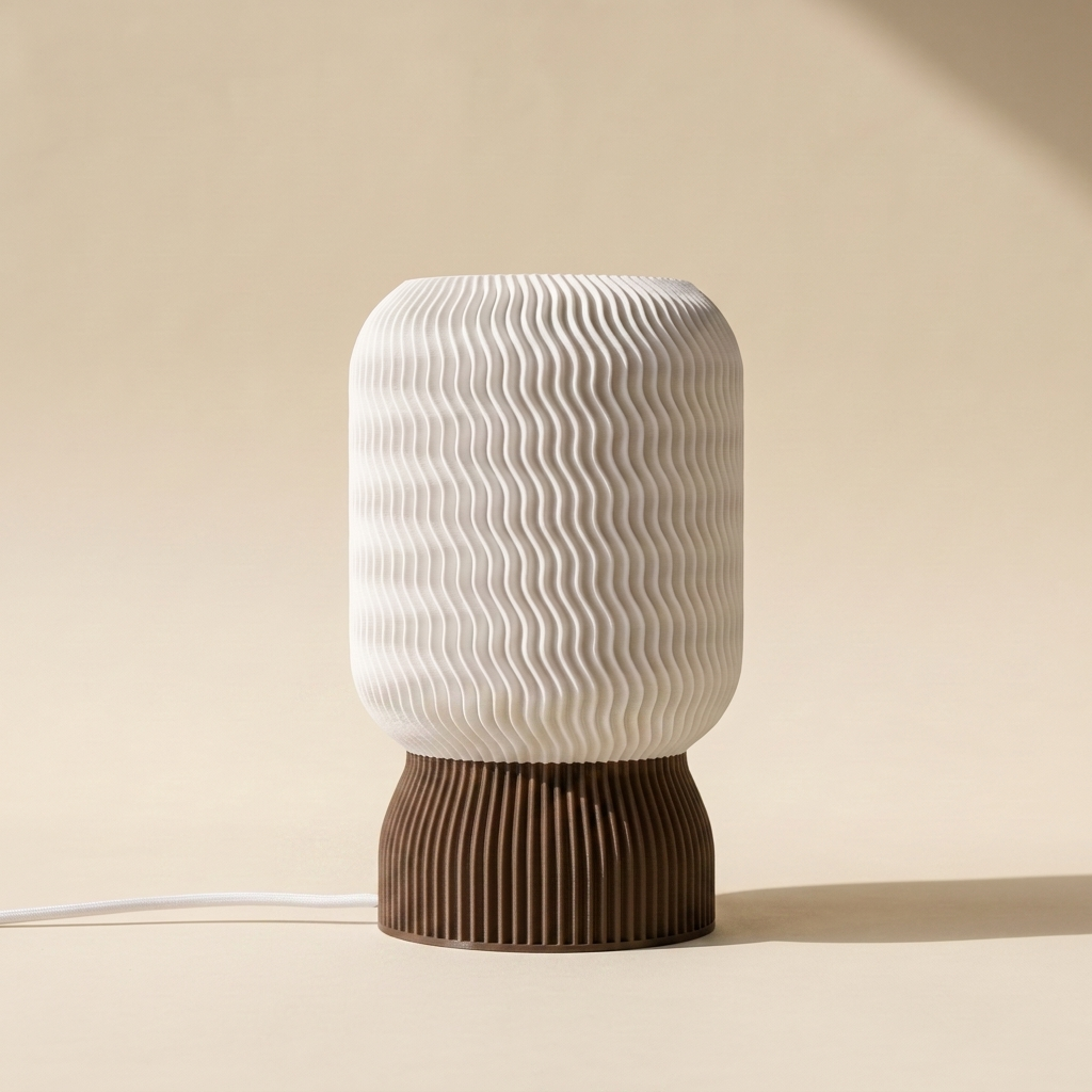Malibu Table Lamp — White shade, Brown base