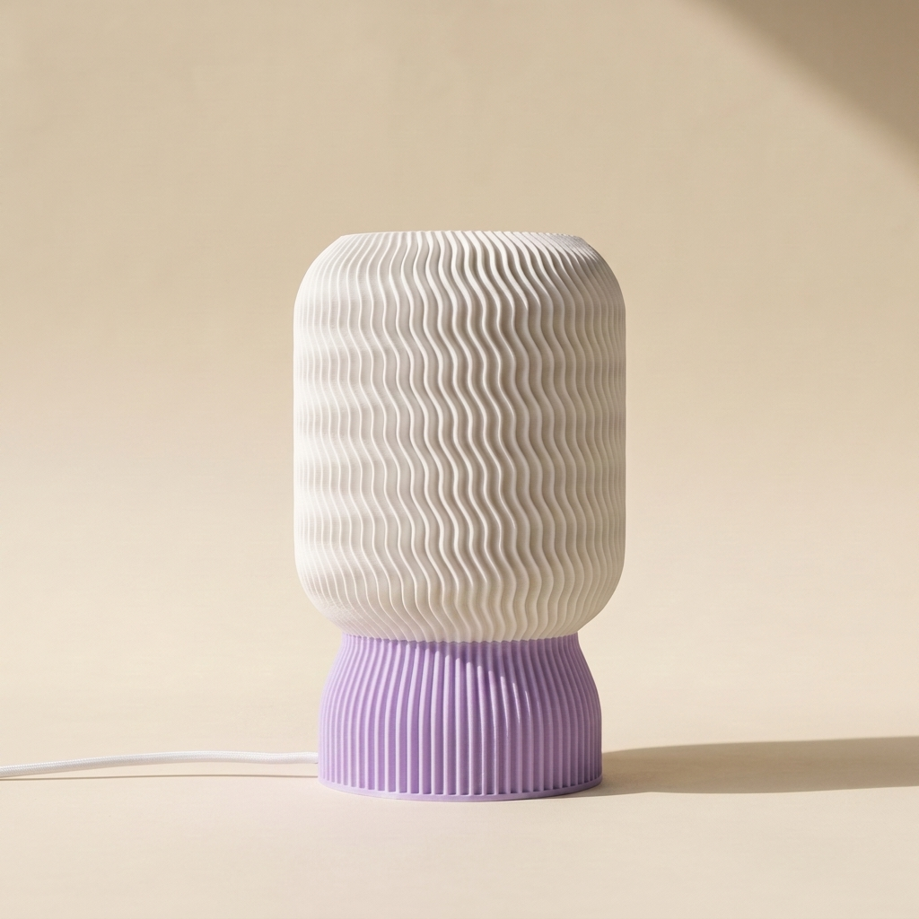 Malibu Table Lamp — White shade, Lilac base