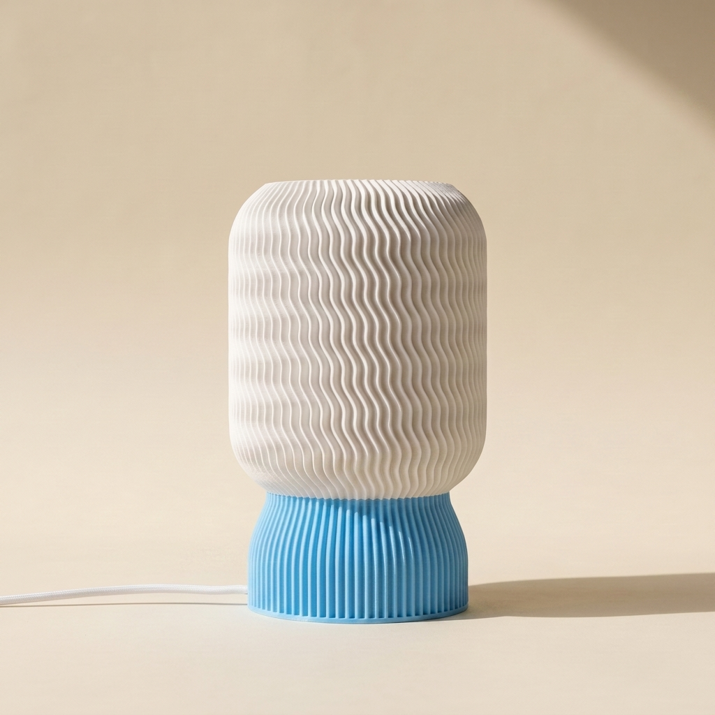Malibu Table Lamp — White shade, Light Blue base