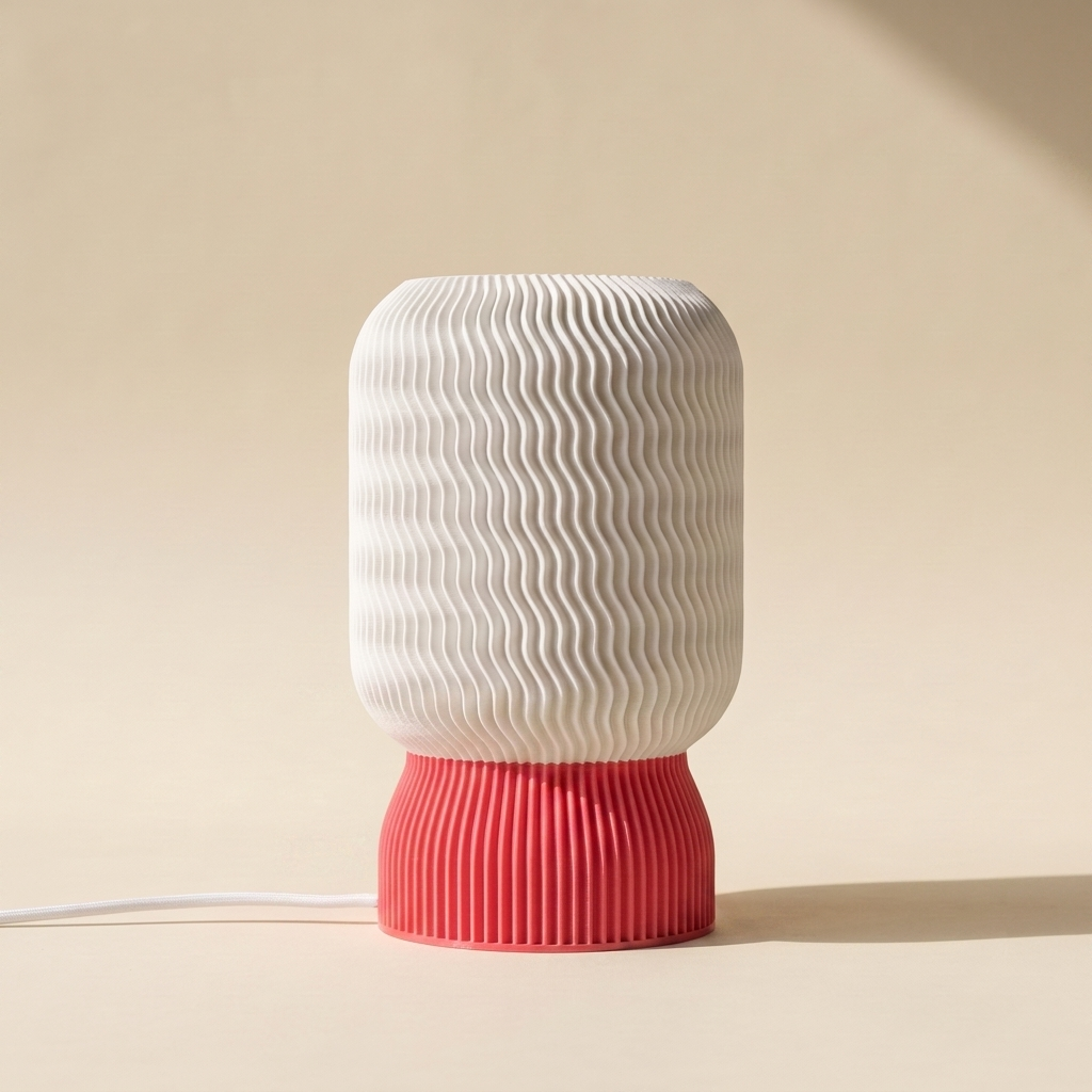 Malibu Table Lamp — White shade, Strawberry Red base