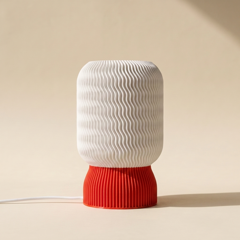 Malibu Table Lamp — White shade, Red base
