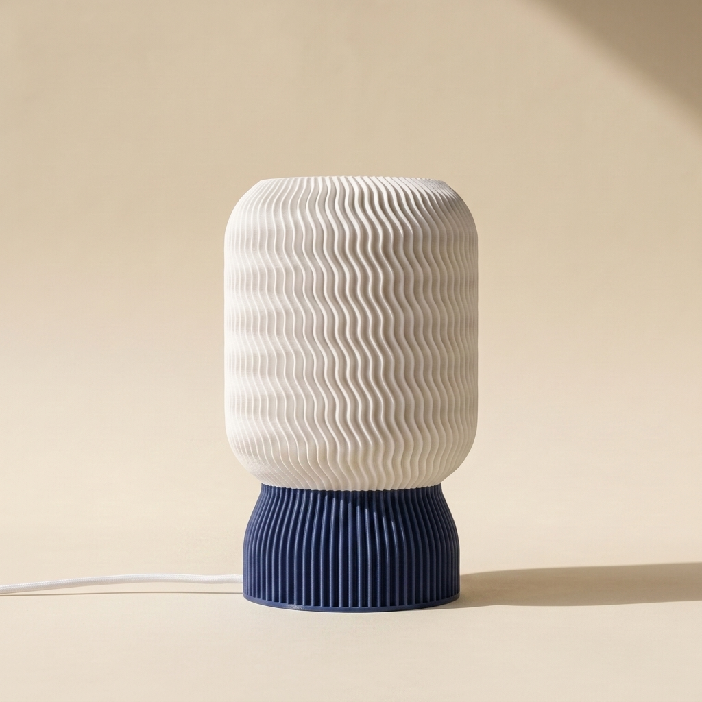 Malibu Table Lamp — White shade, Navy base