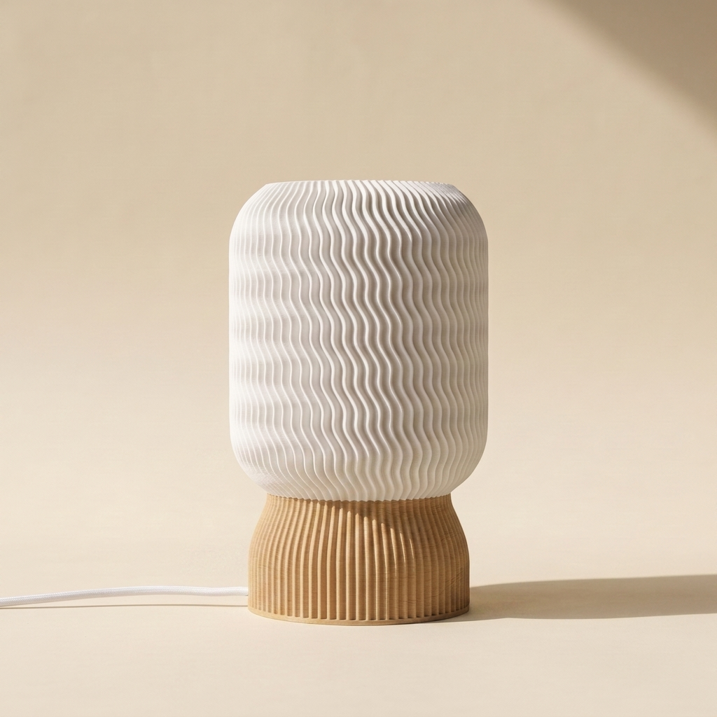 Malibu Table Lamp — White shade, Natural Wood base