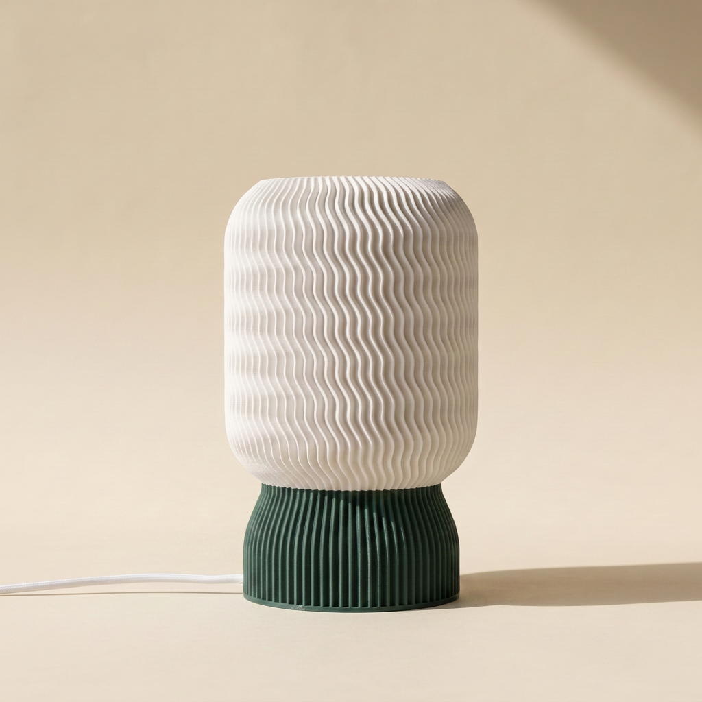 Malibu Table Lamp — White shade, Morandi Green base