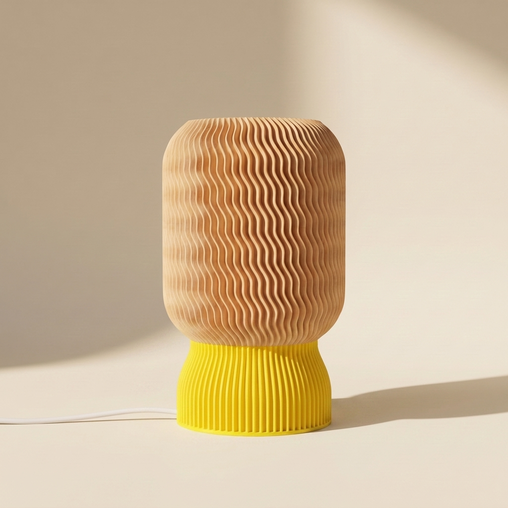 Malibu Table Lamp — Natural Wood shade, Yellow base