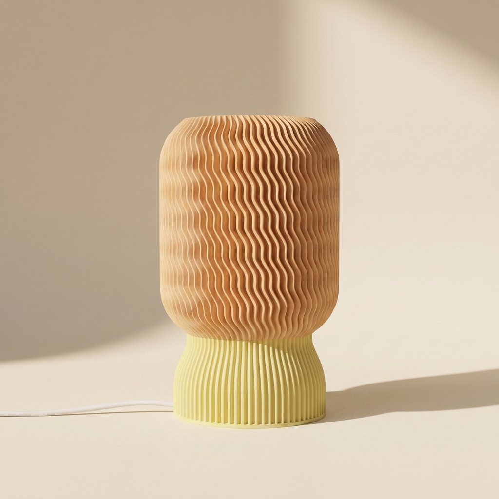 Malibu Table Lamp — Natural Wood shade, Almond Yellow base