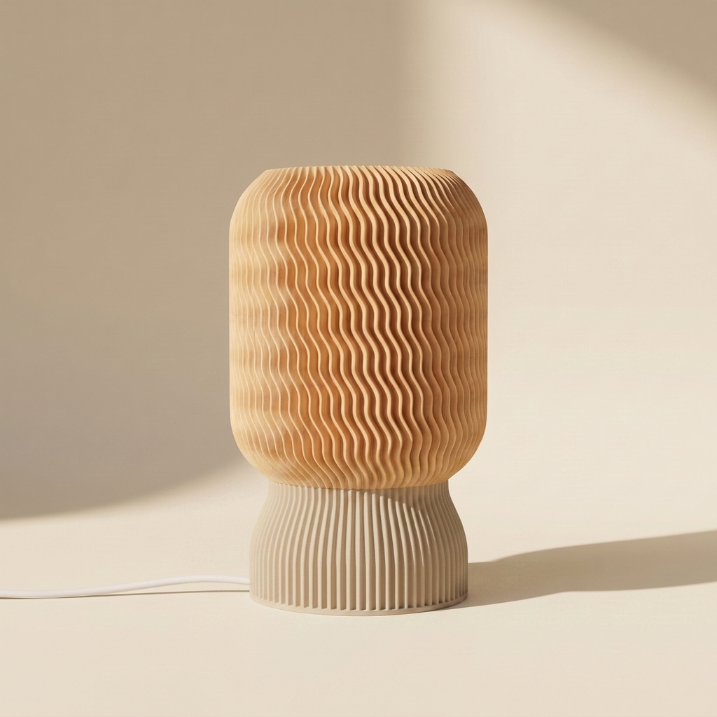 Malibu Table Lamp — Natural Wood shade, Khaki base