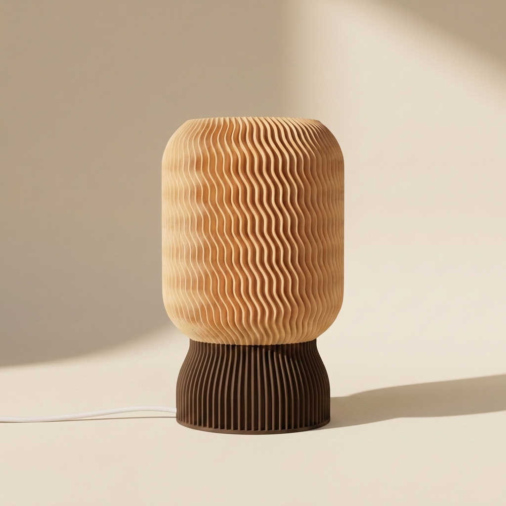 Malibu Table Lamp — Natural Wood shade, Brown base