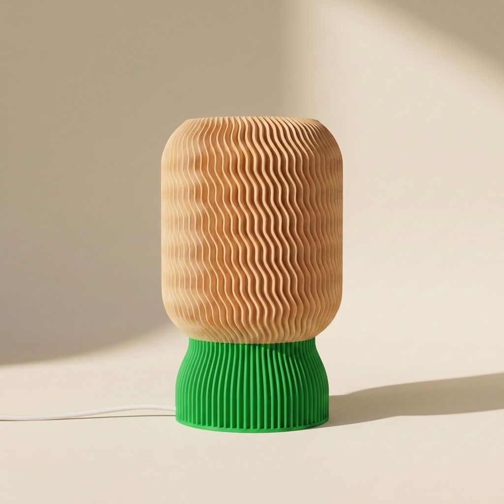 Malibu Table Lamp — Natural Wood shade, Green base