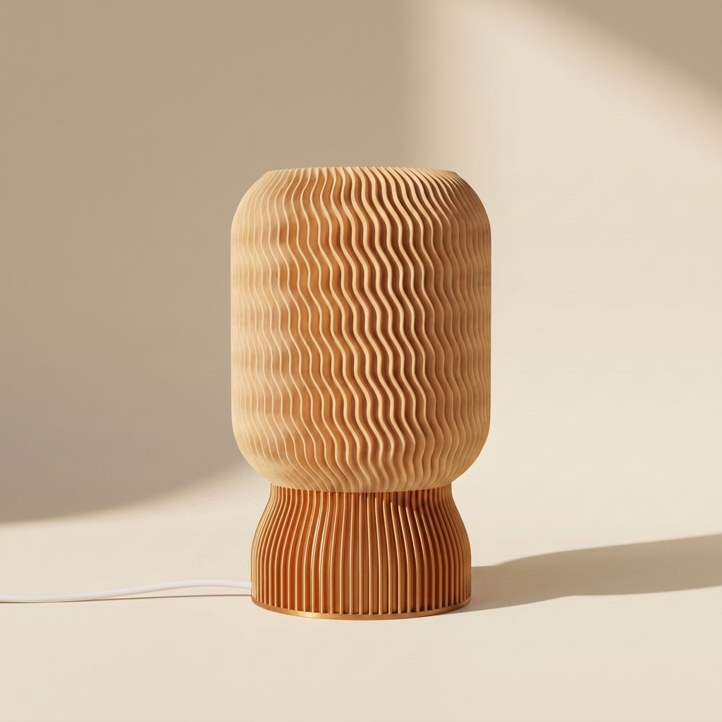 Malibu Table Lamp — Natural Wood shade, Copper base