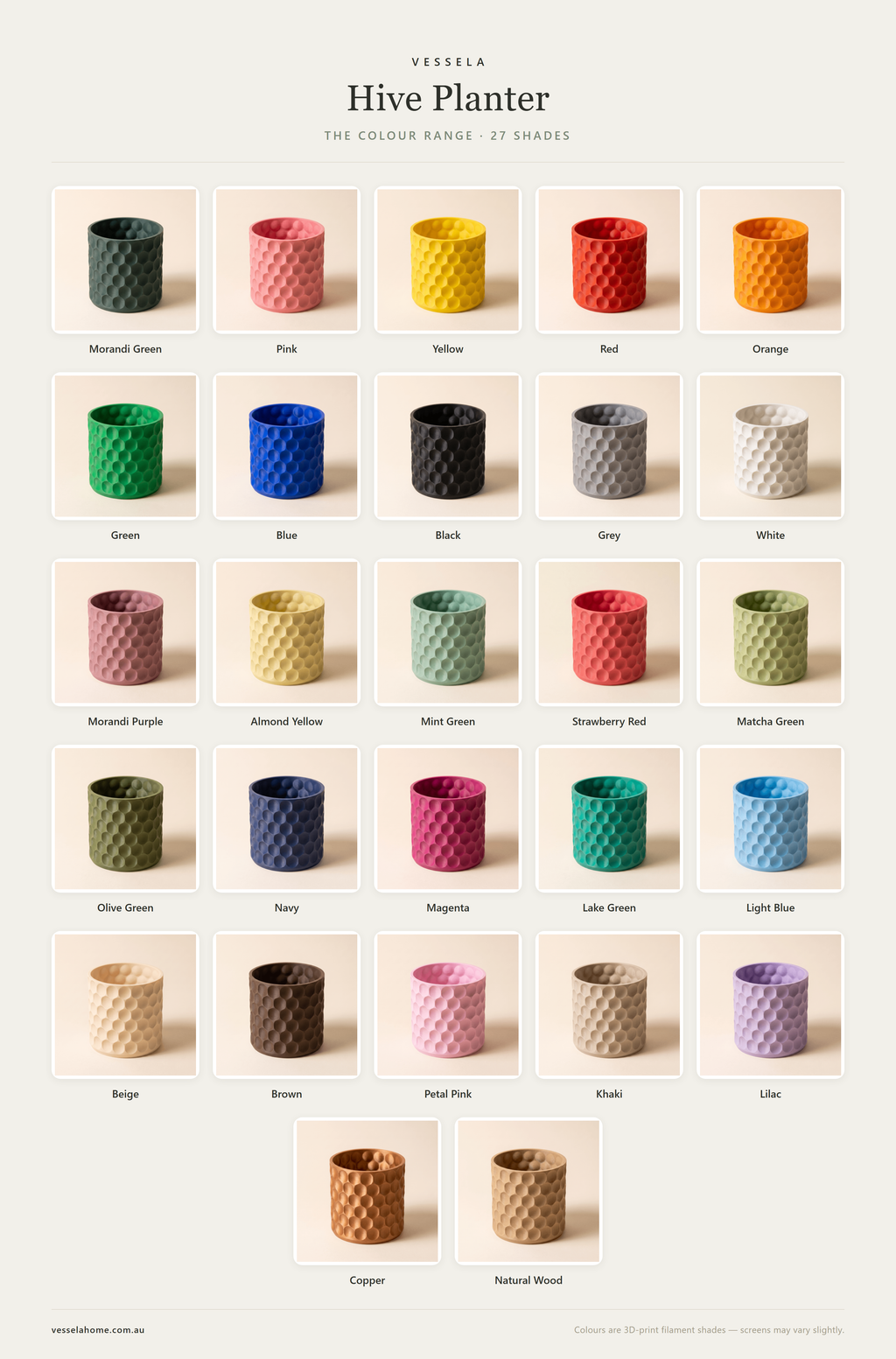 Hive Planter — The Colour Range · 27 Shades