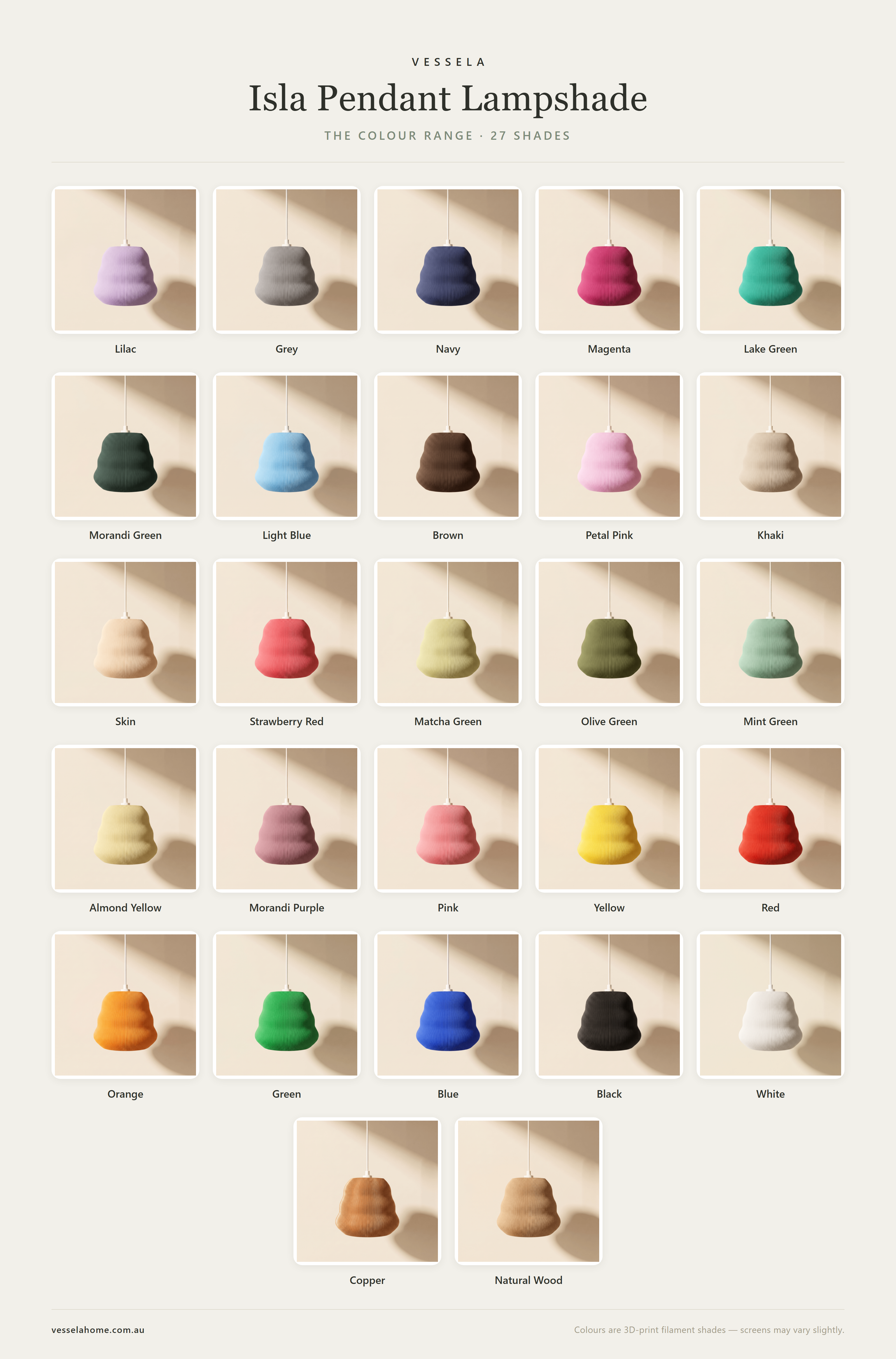 Isla Pendant Lampshade — The Colour Range · 27 Shades