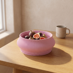 Isla Plate styled in Petal Pink — fresh figs on an oak table