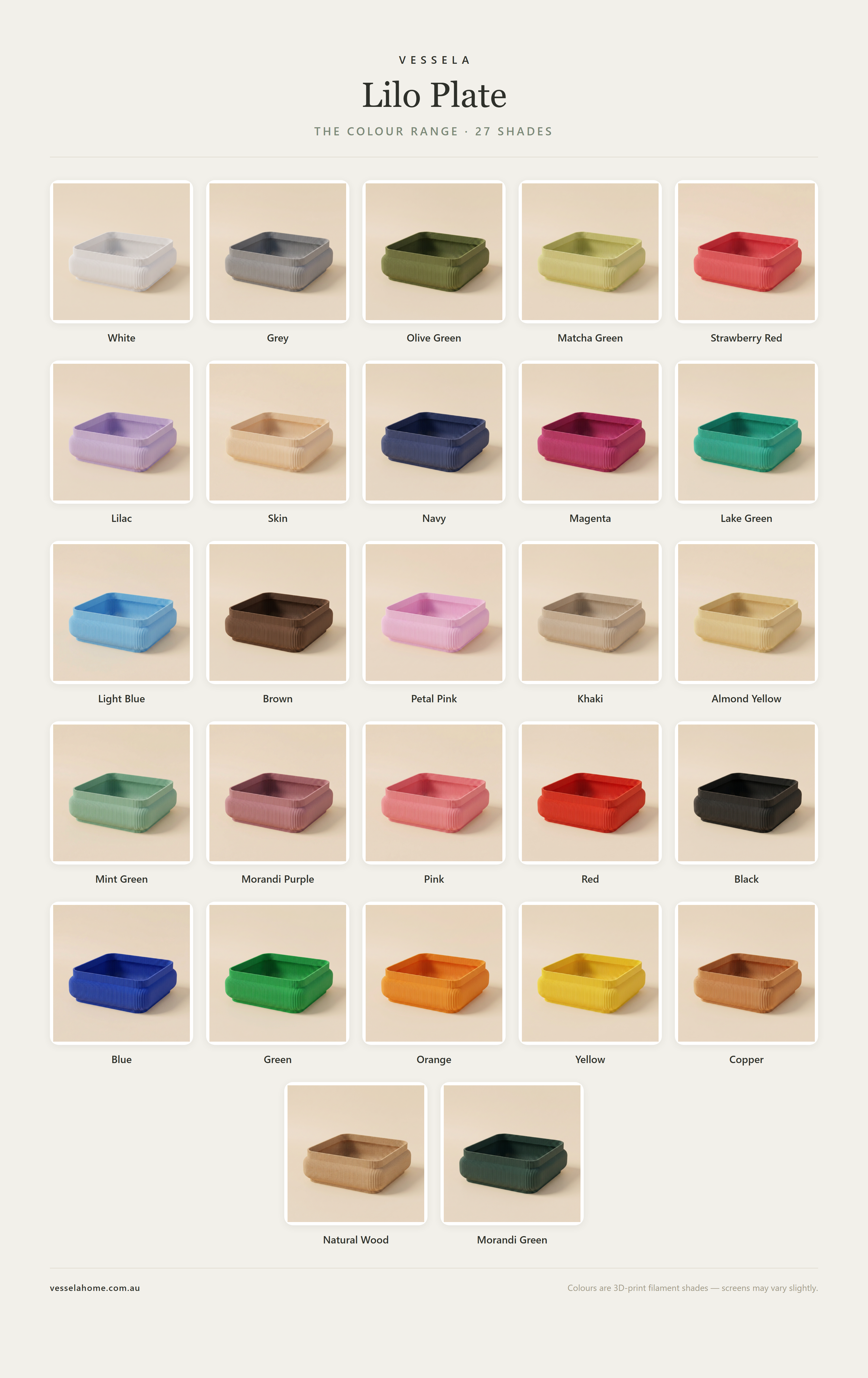 Lilo Plate — The Colour Range · 27 Shades
