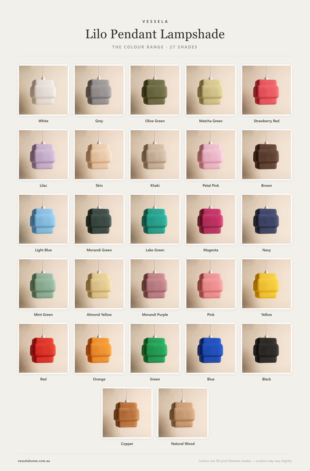 Lilo Pendant Lampshade — The Colour Range · 27 Shades