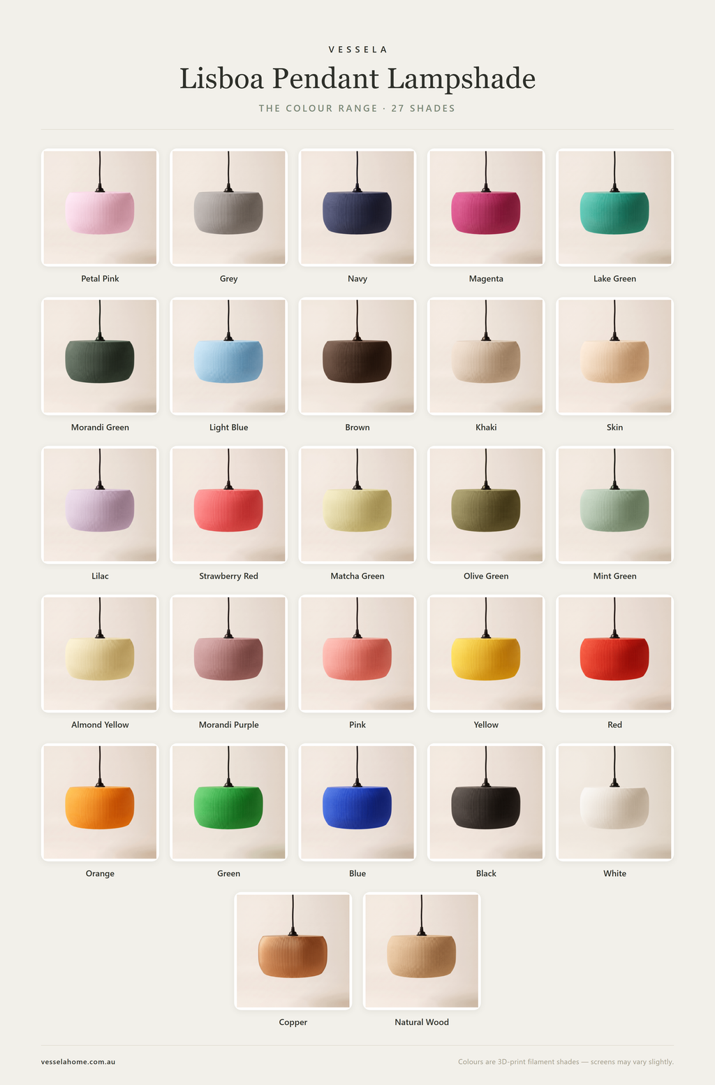 Lisboa Pendant Lampshade — The Colour Range · 27 Shades