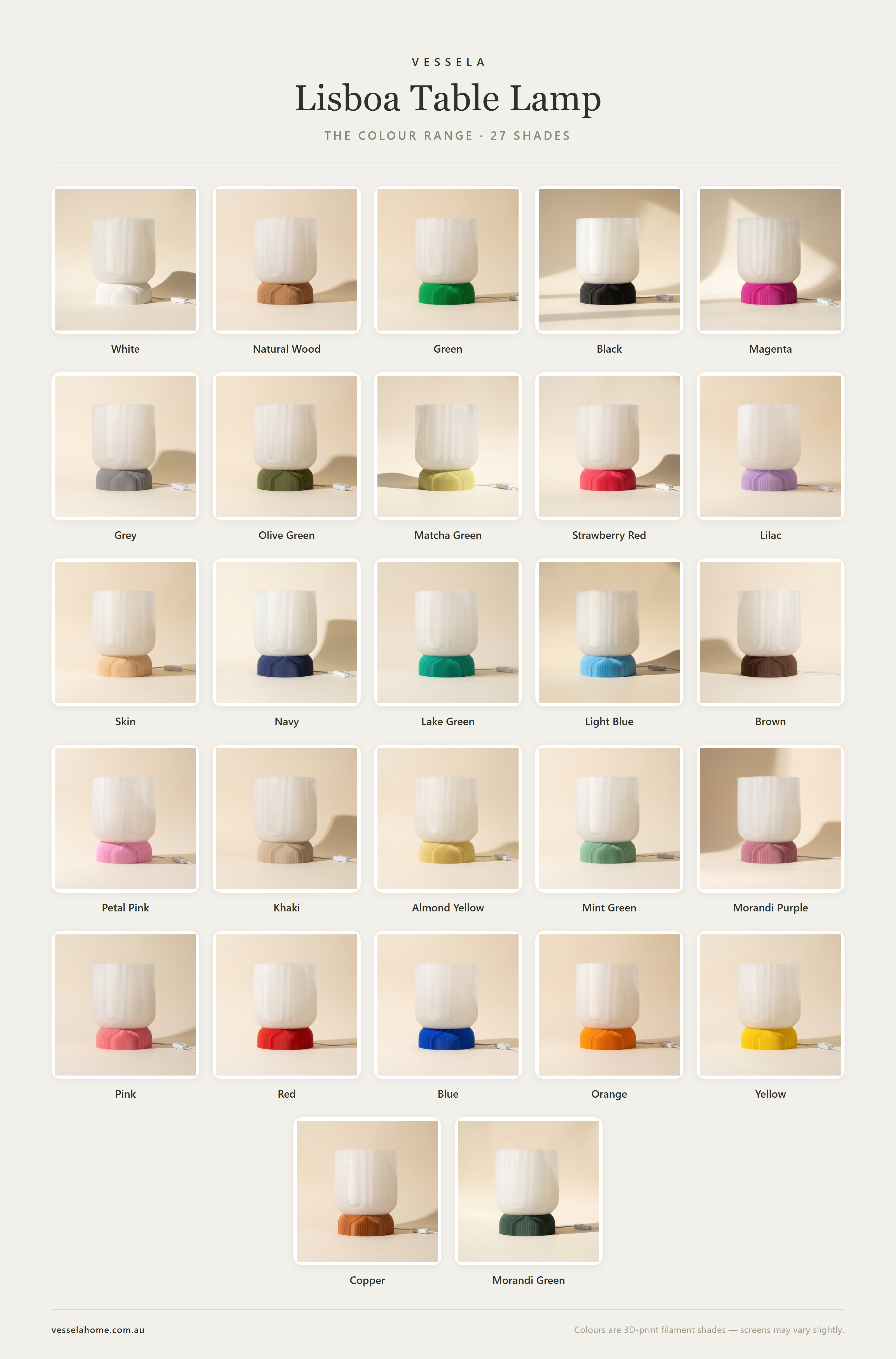 Lisboa Table Lamp — The Colour Range · 27 Shades