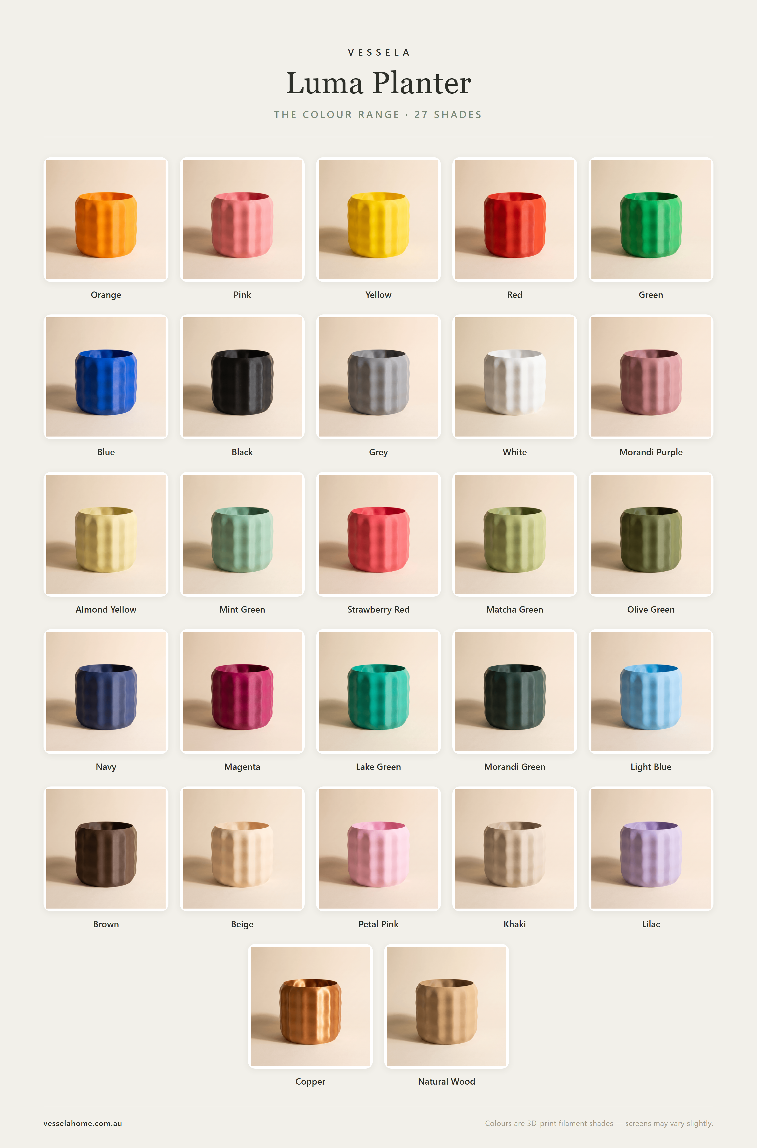 Luma Planter — The Colour Range · 27 Shades