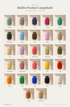 Malibu Pendant Lampshade — The Colour Range · 27 Shades