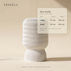 Malibu Table Lamp size guide — Large 172×256 mm, Small 130×202 mm