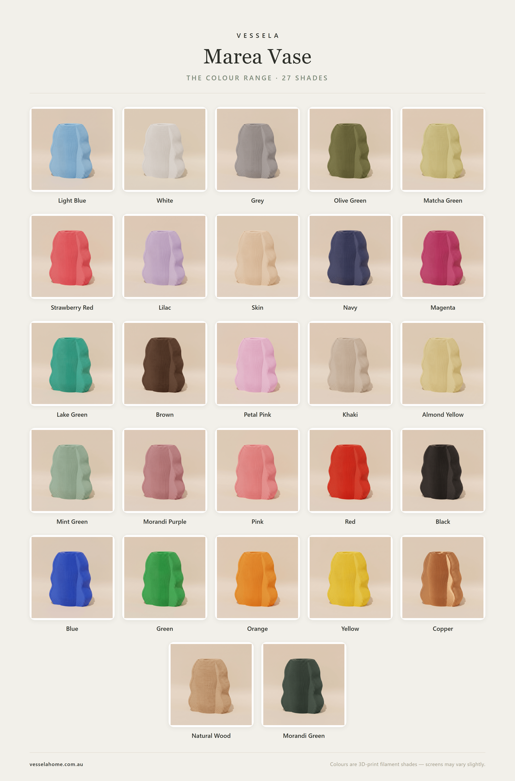 Marea Vase — The Colour Range · 27 Shades