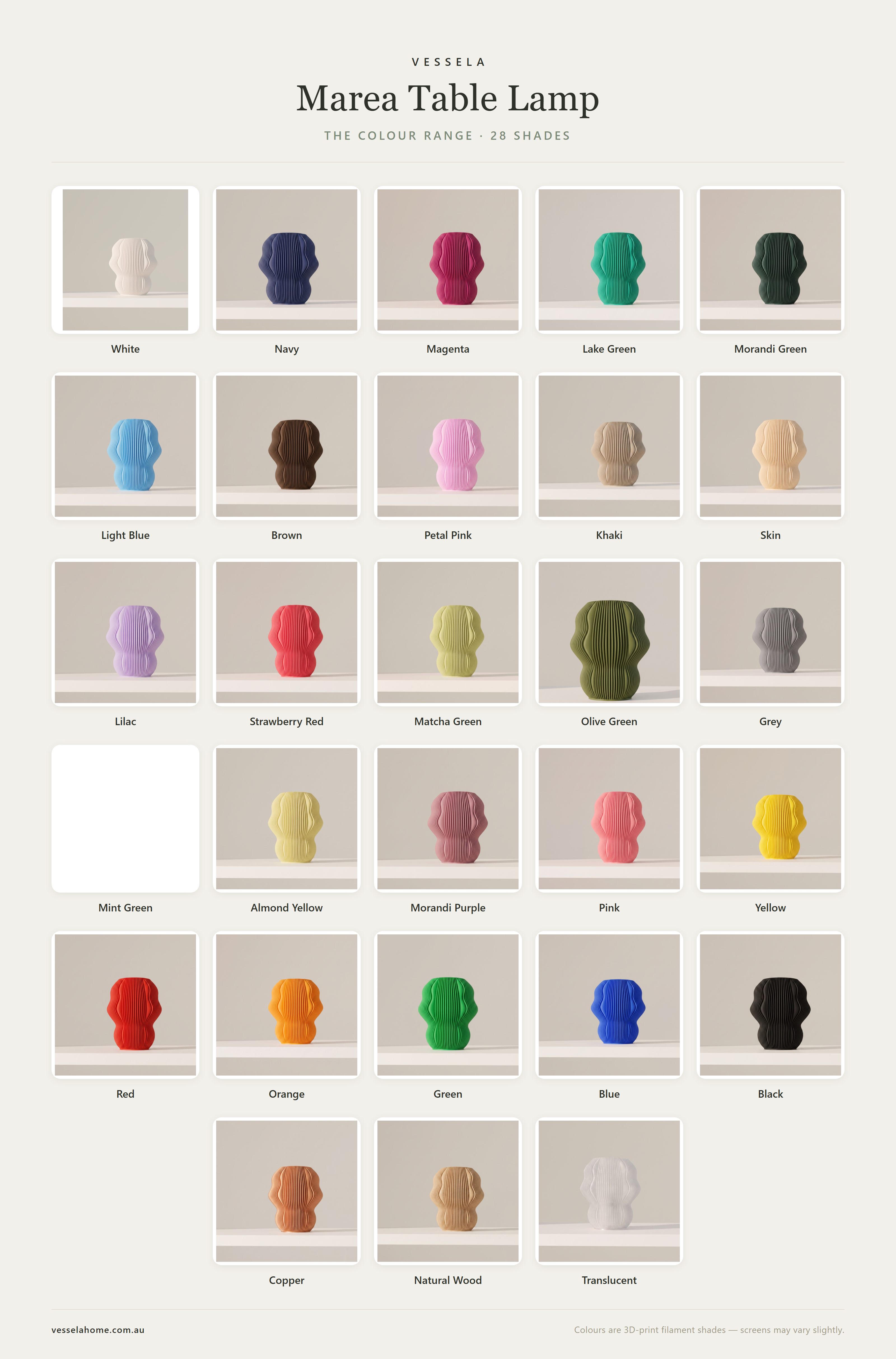 Marea Table Lamp — The Colour Range · 27 Shades