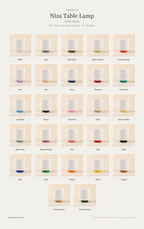 Niza Table Lamp — White shade colour range · 27 base colours
