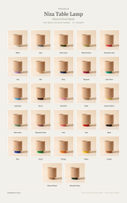 Niza Table Lamp — Natural Wood shade colour range · 27 base colours