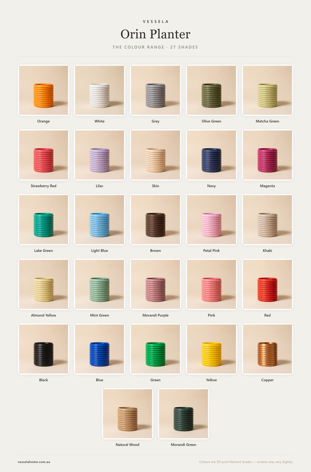 Orin Planter — The Colour Range · 27 Shades