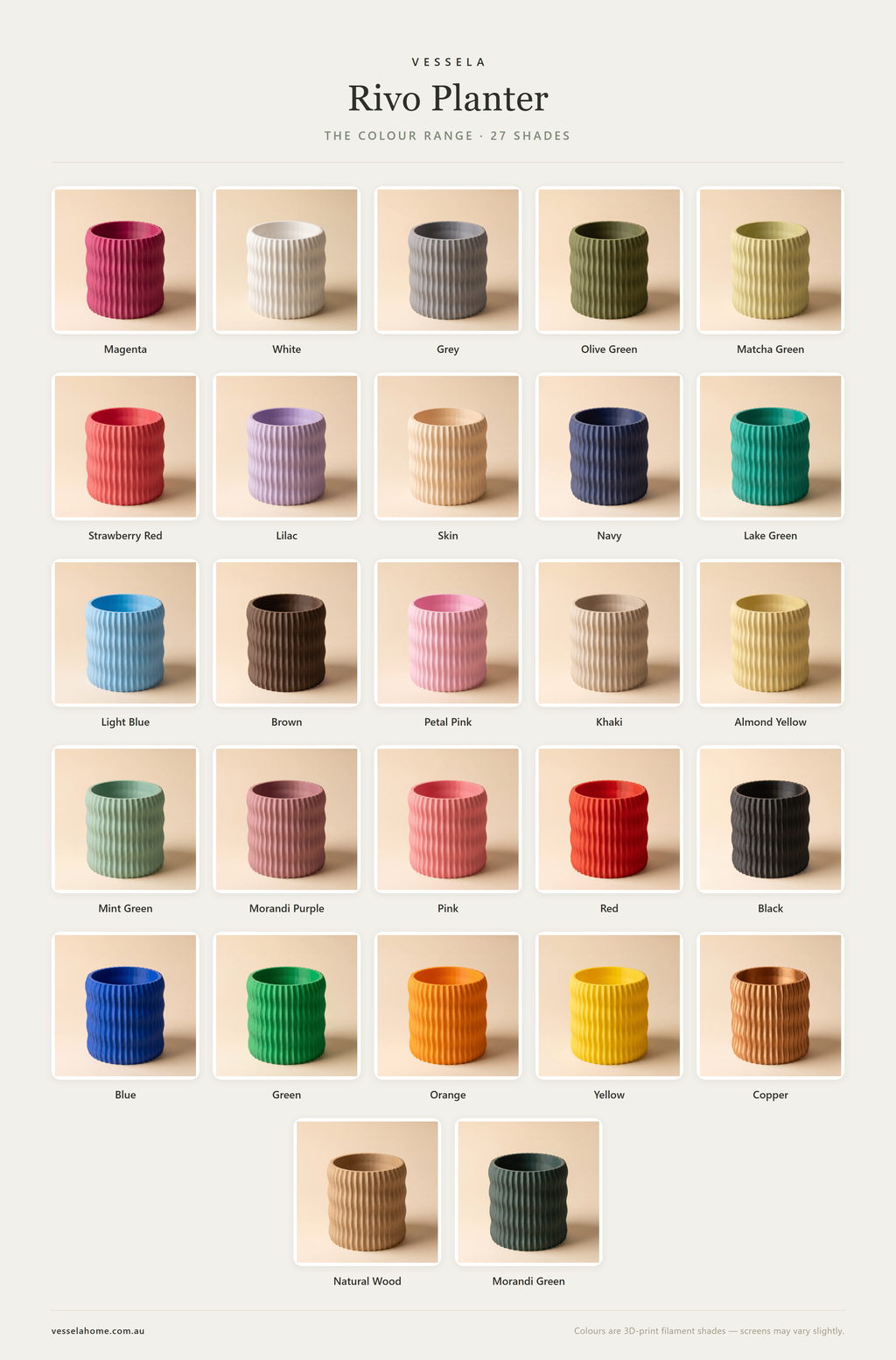 Rivo Planter — The Colour Range · 27 Shades
