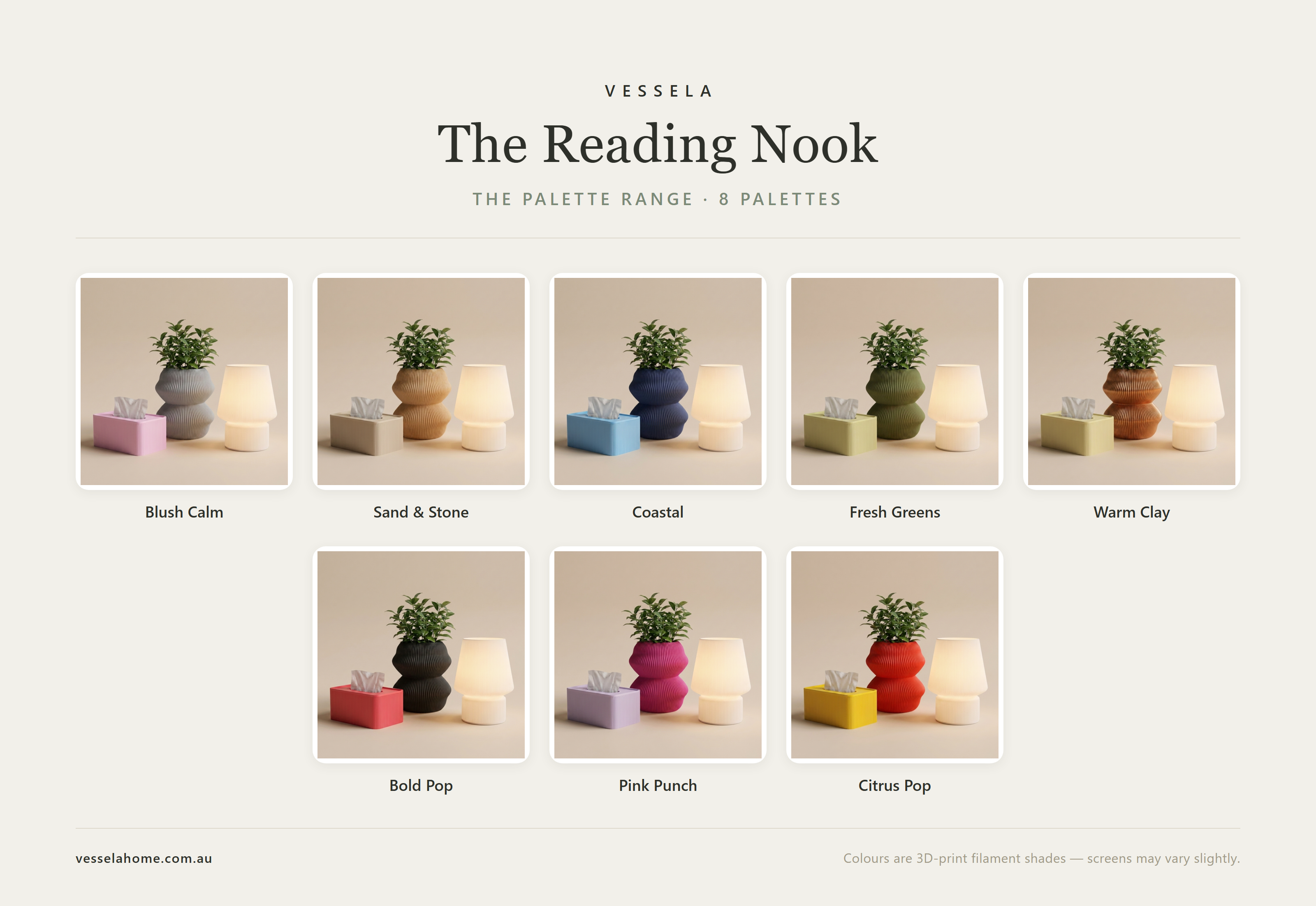 The Reading Nook — Table Lamp, Planter & Tissue Box Set palette range