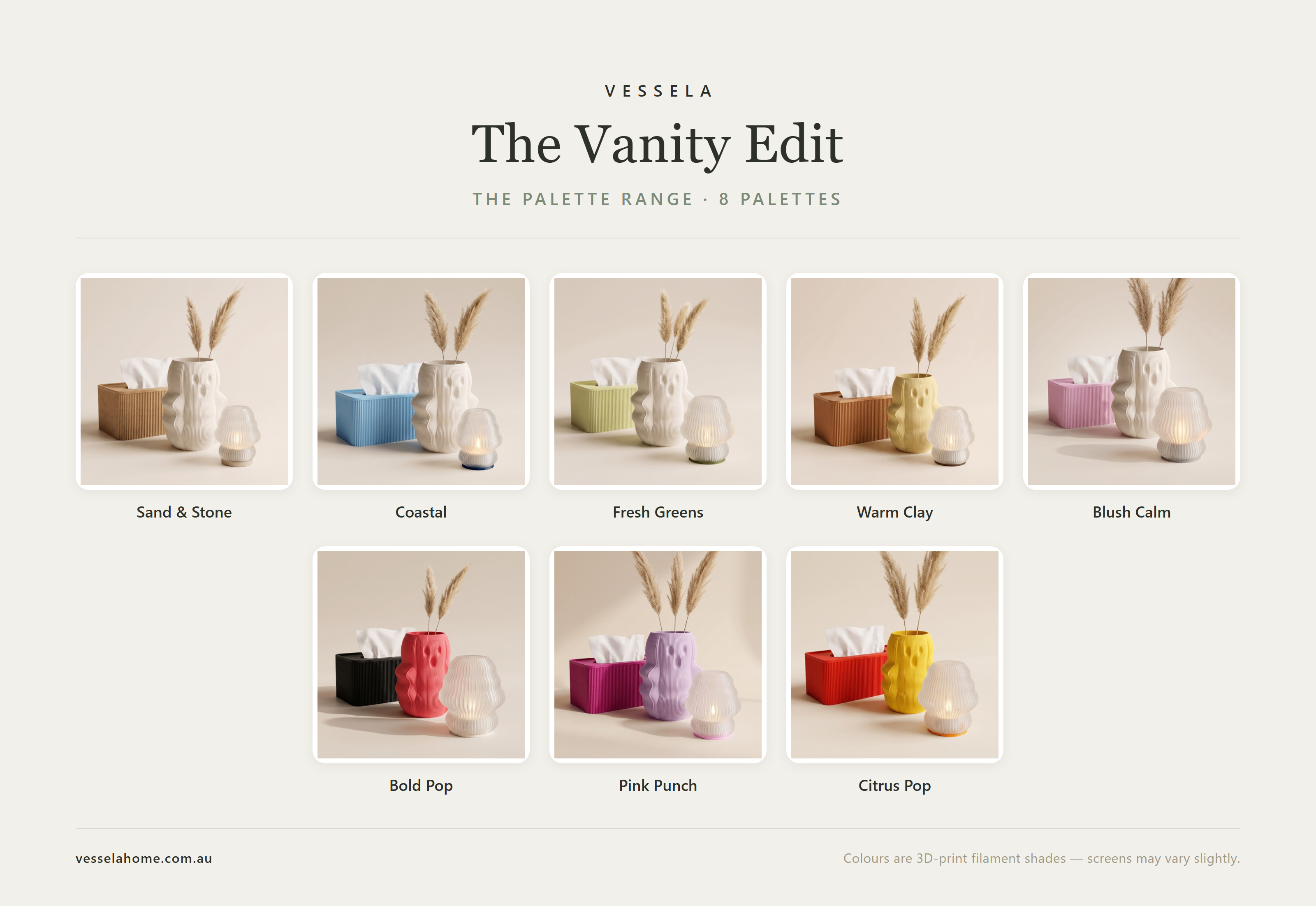 The Vanity Edit — Tissue Box, Vase & Candle Holder Set palette range