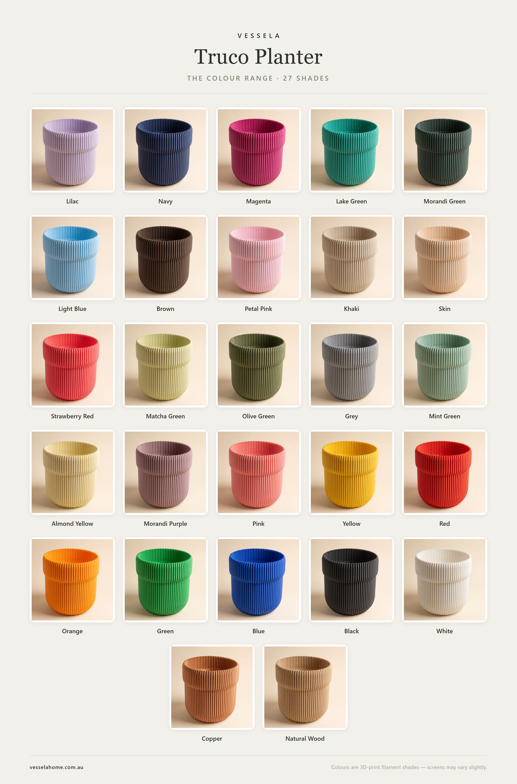 Truco Planter — The Colour Range · 27 Shades