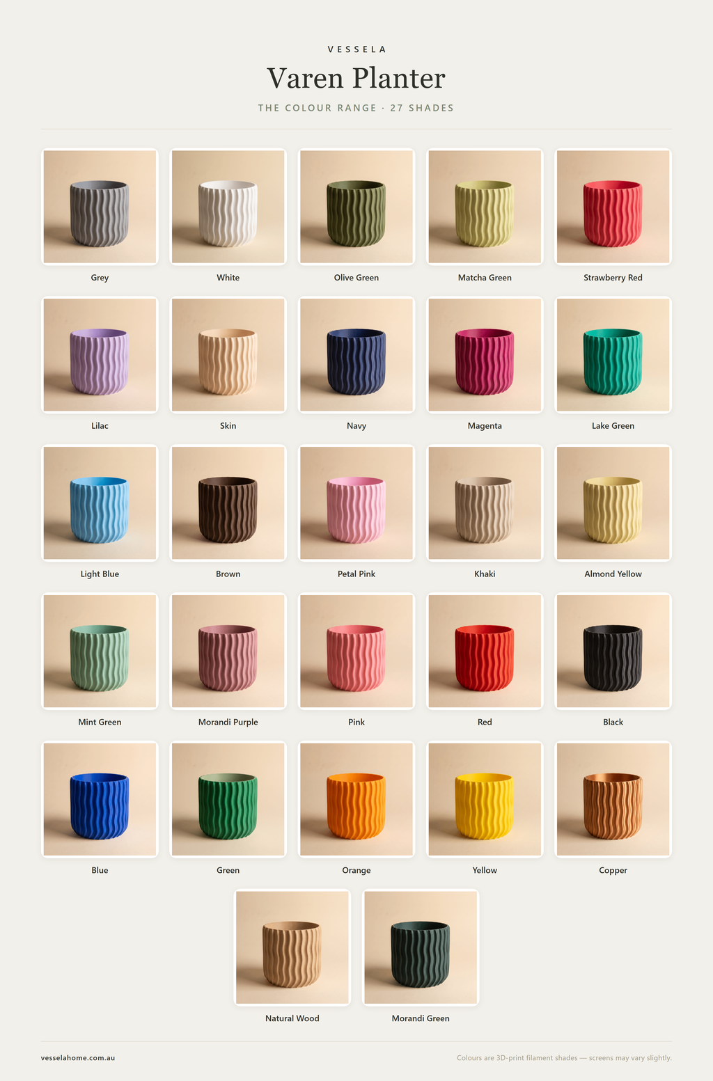 Varen Planter — The Colour Range · 27 Shades