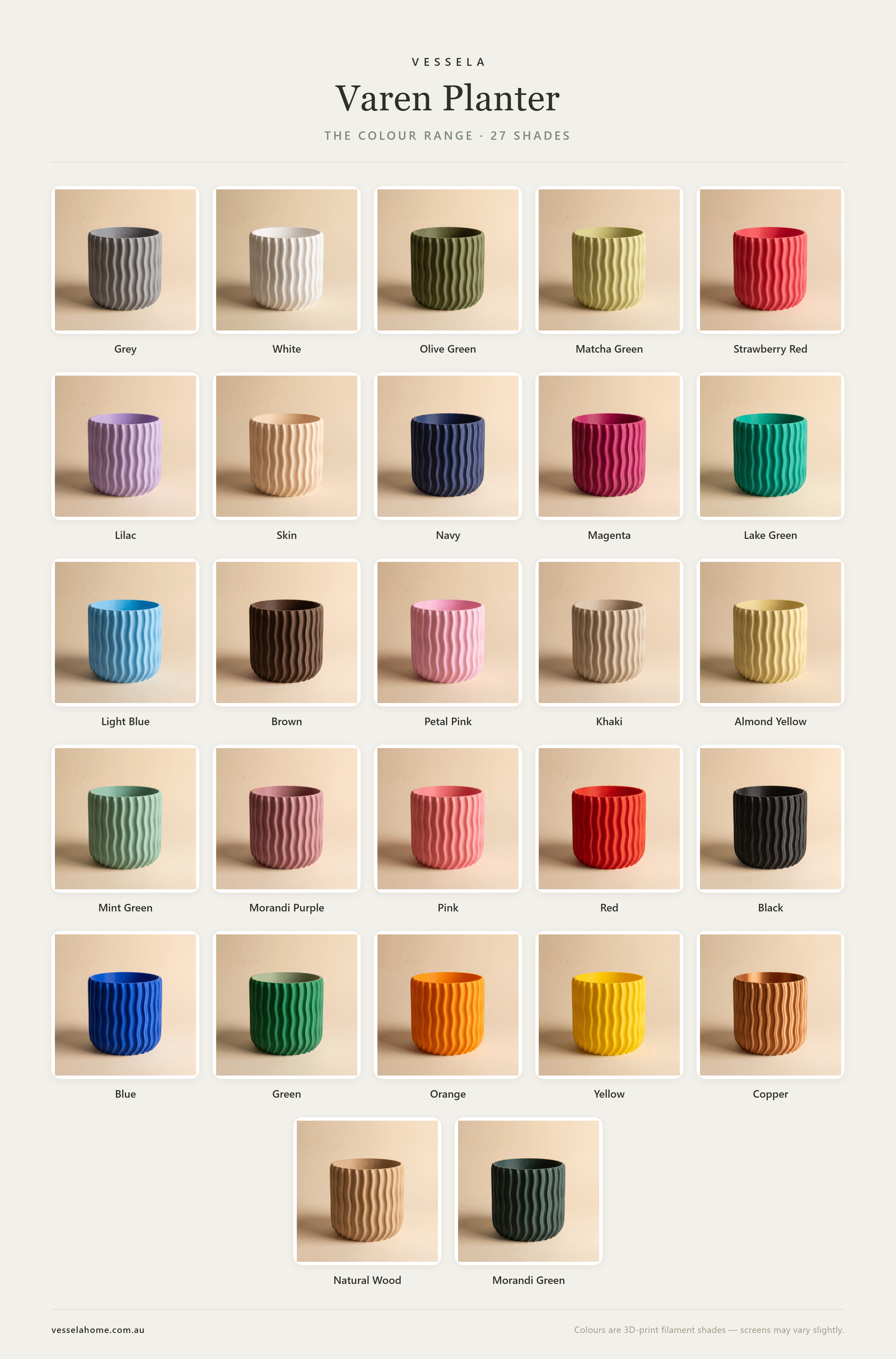 Varen Planter — The Colour Range · 27 Shades