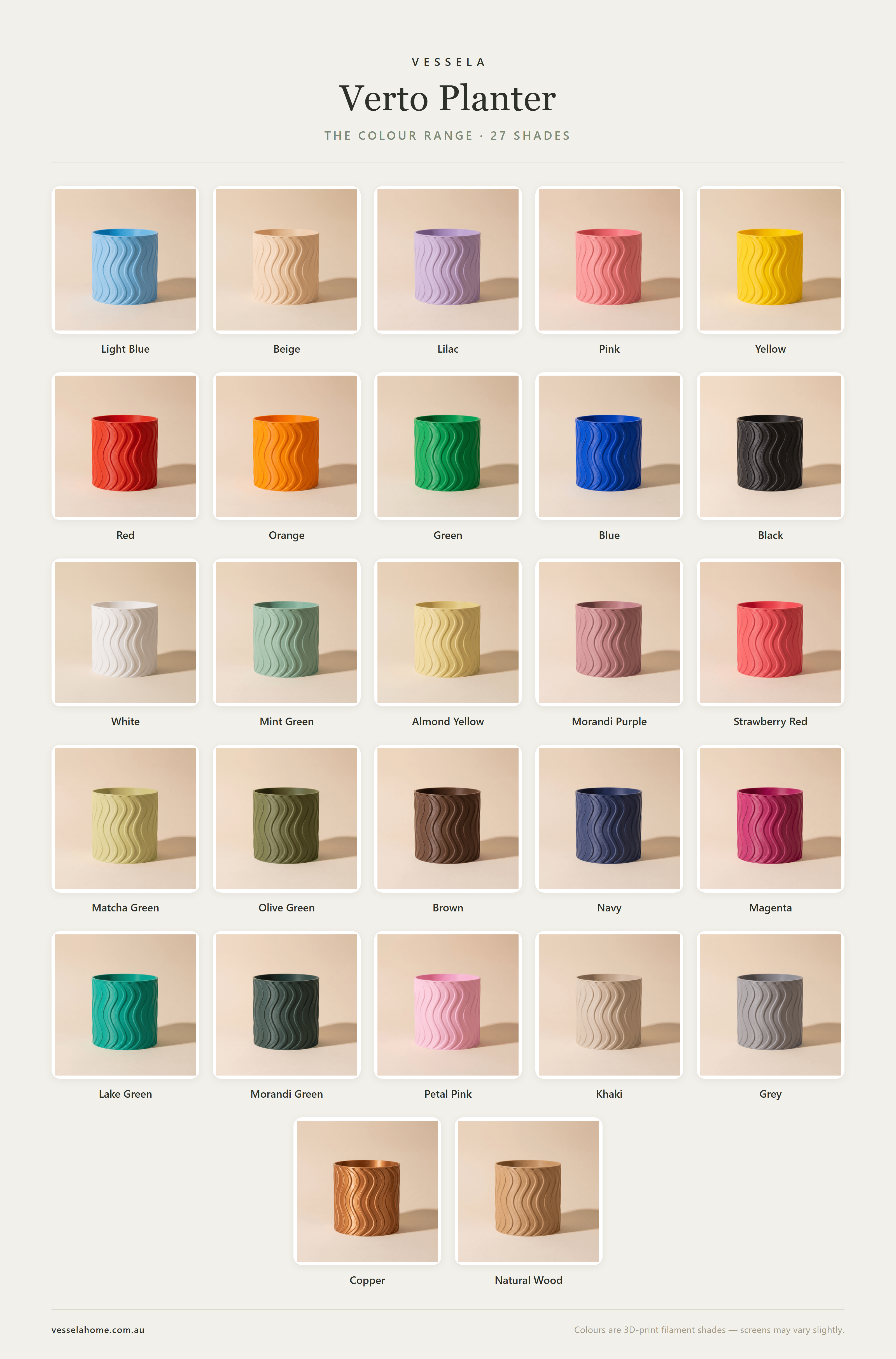 Verto Planter — The Colour Range · 27 Shades