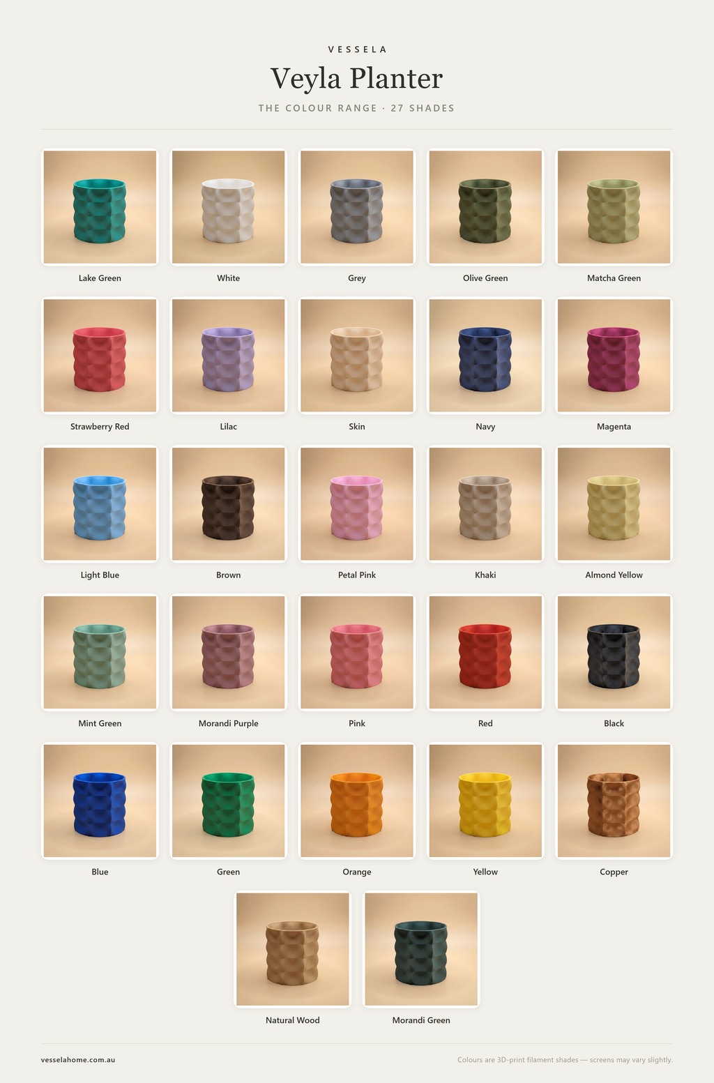 Veyla Planter — The Colour Range · 27 Shades