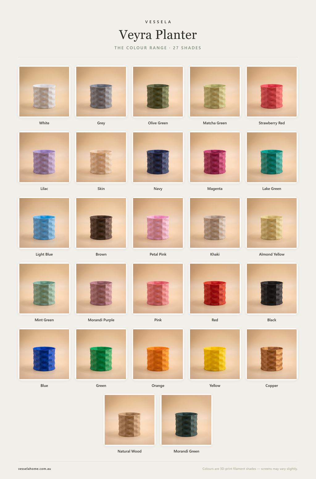 Veyra Planter — The Colour Range · 27 Shades