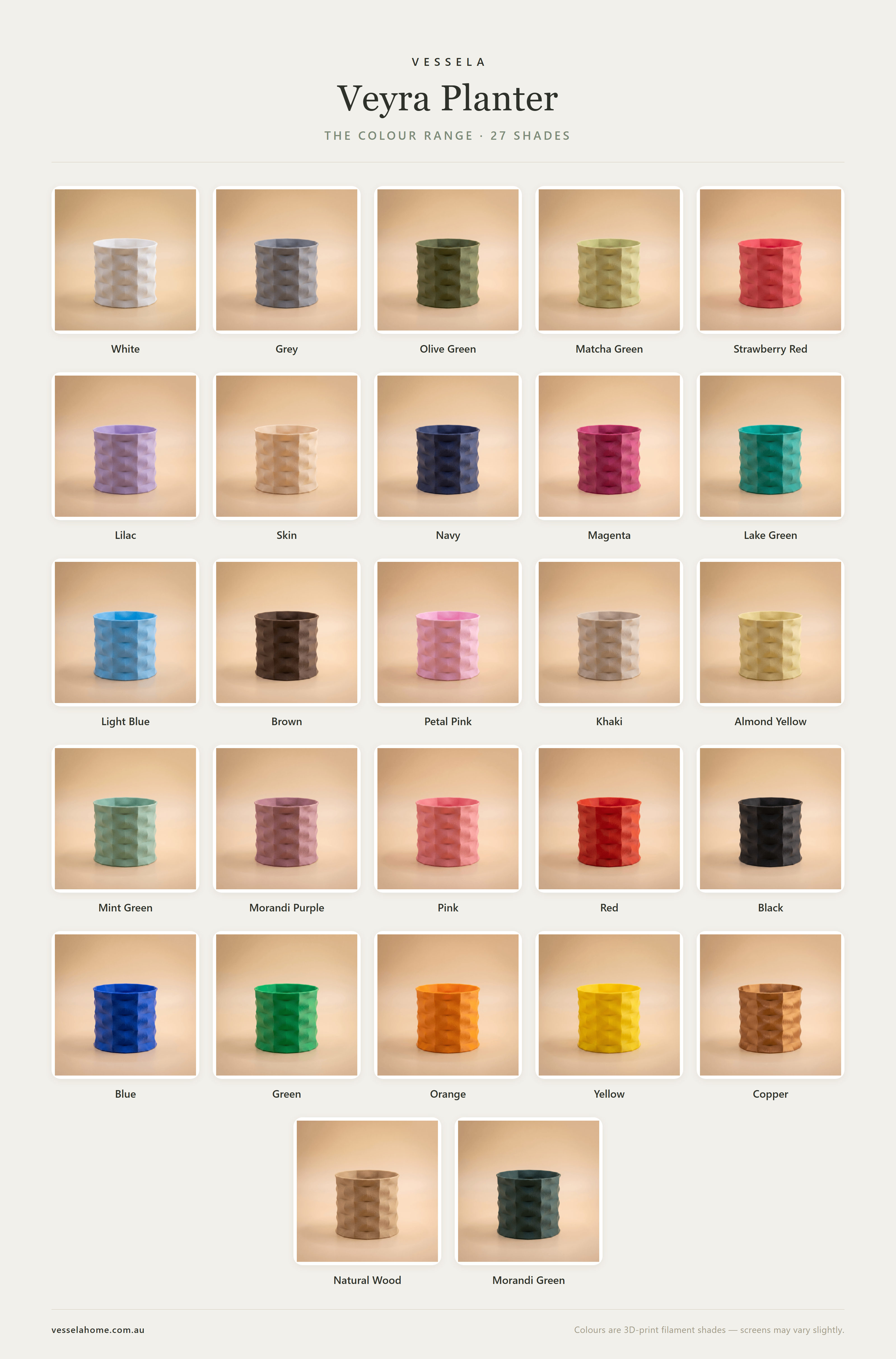 Veyra Planter — The Colour Range · 27 Shades